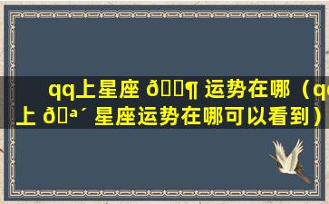 qq上星座 🐶 运势在哪（qq上 🪴 星座运势在哪可以看到）